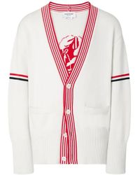 Thom Browne - Lobster-Intarsia Rwb-Stripe Cardigan - Lyst