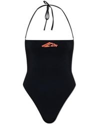 DSquared² - Logo-Print Halterneck Swimsuit - Lyst