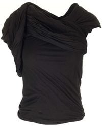Rick Owens - Draped Ruched Asymmetric Neckline Top - Lyst