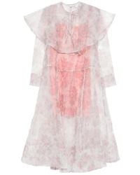 Ganni - Ruffled Floral Midi Dress - Lyst