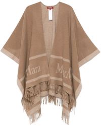 Max Mara - 'Hildestd' Stole With Fringed Hem And Logo Letter - Lyst