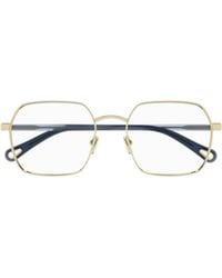 Chloé - Chloé Eyewear Square-Frame Logo-Engraved Glasses - Lyst