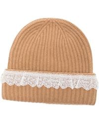 Ganni - Tigers Eye Lace Trim Beanie Hat - Lyst