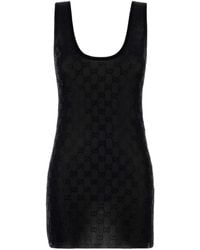 Gucci - Gg Embellished Embroidered Dress - Lyst