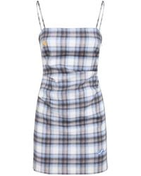 Acne Studios - Check Linen Blend Mini Dress - Lyst