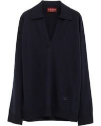 Gucci - Logo Embroidered Long-Sleeve Knit Polo Shirt - Lyst