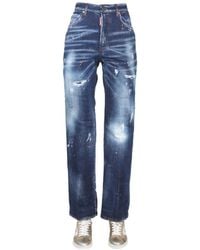 DSquared² - Distressed Straight-Leg Jeans - Lyst