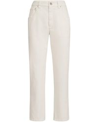Brunello Cucinelli - Dyed Denim Five-Pocket Straight Trousers With Shiny Bartack - Lyst