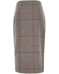 FEDERICA TOSI - Front-Slit Glen Plaid Midi Skirt - Lyst