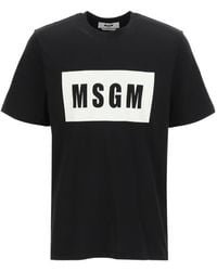 MSGM - Logo Printed Crewneck T-Shirt - Lyst