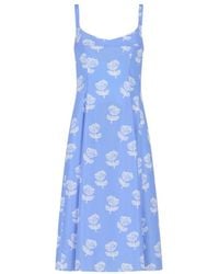 Marni - Light Poplin Flared Dress With Sprayed Roses Print - Lyst