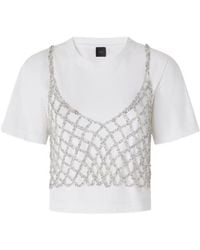 Pinko - Sequin Embellished Cropped T-Shirt - Lyst