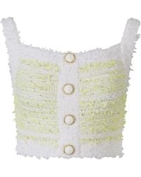 Balmain - Textured Tweed Cropped Top - Lyst