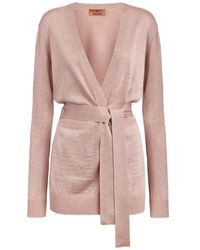 Missoni - Metallic-Threading V-Neck Belted Cardigan - Lyst
