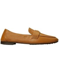 Tory Burch - Logo-Plaque Leather Loafers - Lyst