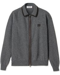 Miu Miu - Wool And Cashmere Cardigan With Suede Details - Lyst