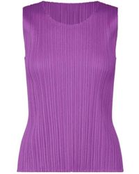 Pleats Please Issey Miyake - Pleats Please Issey Miyake Crewneck Sleeveless Top - Lyst
