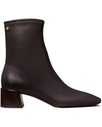 Tory Burch - Logo Plaque Square-Toe Ankle Boots - Lyst