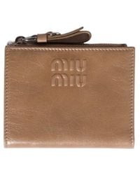 Miu Miu - Embossed-Logo Leather Wallet - Lyst
