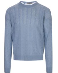 Etro - Logo Embroidered Cable-Knitted Crewneck Jumper - Lyst