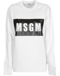 MSGM - Logo-Print Cotton Sweatshirt - Lyst