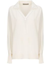 D.exterior - Contrast Trim Polo Knitted Top - Lyst