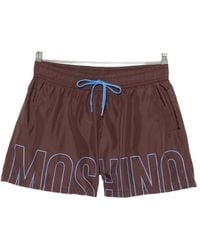 Moschino - Logo-Print Drawstring Swim Trunks - Lyst