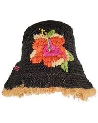Etro - Floral-Embroidered Raffia Bucket Hat - Lyst