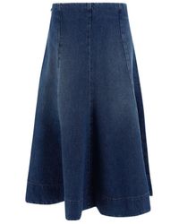 KHAITE - The Lennox Low-Rise Denim Skirt - Lyst