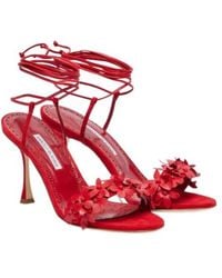 Manolo Blahnik - Elegant Floral Decor High Heel Sandals - Lyst