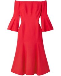 Oscar de la Renta - Off-The-Shoulder Midi Dress - Lyst
