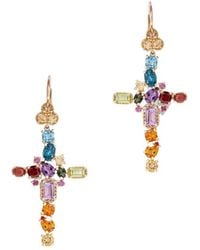 Dolce & Gabbana - 18Kt Gemstone Cross Earrings - Lyst