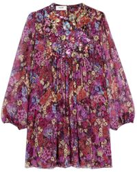 Celine - Embroidered Mini Folk Dress - Lyst