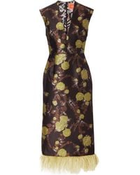 La DoubleJ - Sleek Dress With Feathers - Lyst