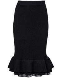 Nina Ricci - Peplum Wool-Blend Midi Skirt - Lyst