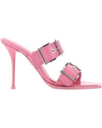 McQueen - Buckle Detailed Heeled Sandals - Lyst