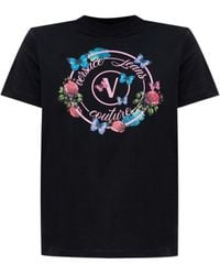 Versace Jeans Couture - Couture Floral-Butterfly Printed Crewneck T-Shirt - Lyst
