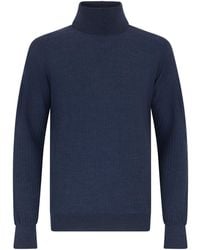 Roberto Collina - Ribbed High Neck Knitted Sweater - Lyst
