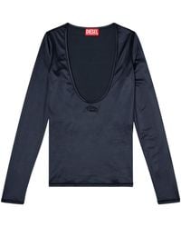 DIESEL - T-Elphin-Ls Oval D Scoop-Neck Top - Lyst