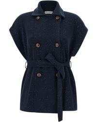 Brunello Cucinelli - Double Breasted Knitted Vest - Lyst