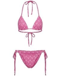 Marine Serre - Moon-Print Triangle Bikini - Lyst