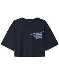 Emporio Armani - Cropped Jersey T-Shirt With Eagle Print - Lyst