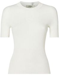 Fendi - Logo Detailed Crewneck Jumper - Lyst
