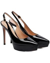 Gianvito Rossi - Dasha 115 Patent Leather Platform Slingback Pumps - Lyst
