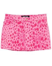 Just Cavalli - Animal-Print Denim Mini Skirt - Lyst
