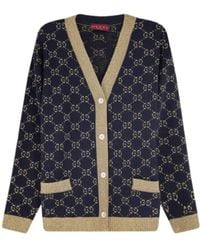 Gucci - Gg Lamé Long-Sleeved Cardigan - Lyst