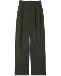 Burberry - Gabardine Belted Trousers - Lyst