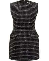 MSGM - Checked Tweed Dress - Lyst