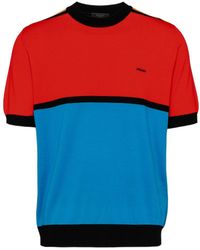 Prada - Colour-Block Crewneck Knitted T-Shirt - Lyst