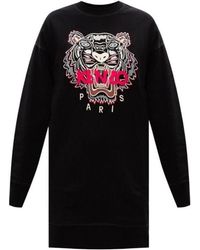 KENZO - Embroidered-Logo Sweatshirt Dress - Lyst